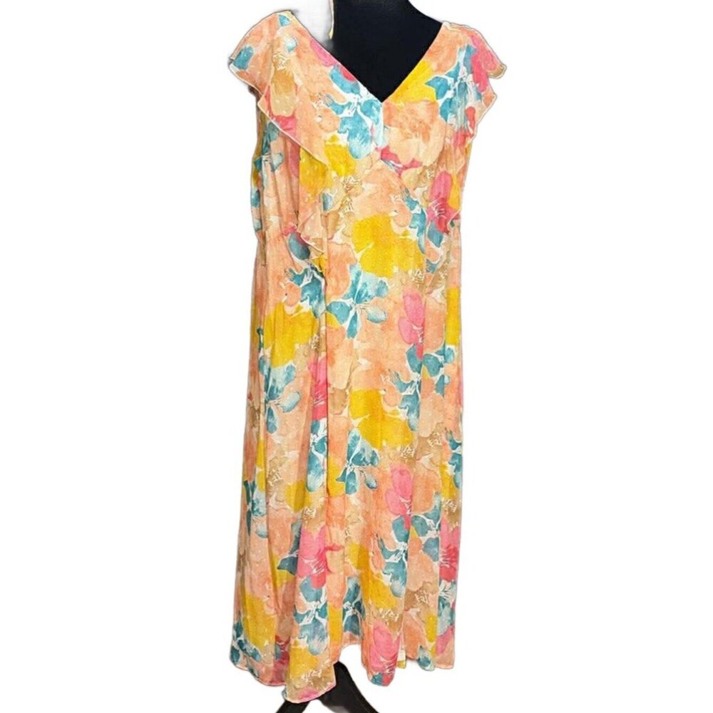 LAST CHANCE Cato Spring Floral Swiss Dot Maxi Dress